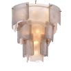 Smoked glass panel chandelier with brass elements