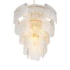 Wave textured glass chandelier with brass accents