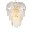 Wave textured glass chandelier with brass accents
