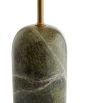 Green jungle marble lamp base with slender antique brass neck