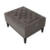 Elegant deep buttoned square foot stool in grey upholstery