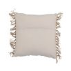Jute and cotton striped outdoor cushion with fringe detail