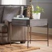 Dark brown side table with bronze legs