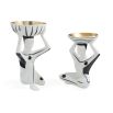 Black and white porcelain Budapest figure carrying gold-lined bowl
