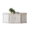 Classic design white wood sideboard with four cupboards and protruding middle two