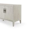 Elegant white washed sideboard with four doors and hammered bronze handles