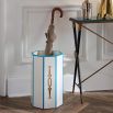 White glossy umbrella stand with blue lining