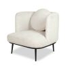Boucle sand chair with tall full wing back and accent cushion