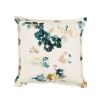 Charming watercolour motif cream cushion with trim