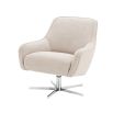 Cream upholstered swivel chairs with nickel base
