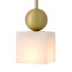square hanging alabaster pendant with brushed brass pole