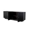 Glamourous ribbed sideboard with four doors in charcoal grey finish