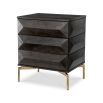 Elegant dark wood bedside table with brass legs