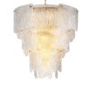 Wave textured glass chandelier with brass accents
