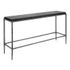 Minimalist console table with hammered texture and shiny black finish