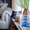 Curvaceous blue glass side lamp 