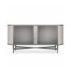 Strikingly modern and elegant sideboard with LED lit interior and ribbed glass doors