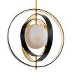 Pearl-like alabaster shade surrounded by four metal rings with bronze highlight finish