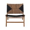 Enchanting laid-back lounge chair with black graphic pattern and natural textures.