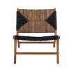 Enchanting laid-back lounge chair with black graphic pattern and natural textures.