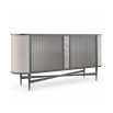 Strikingly modern and elegant sideboard with LED lit interior and ribbed glass doors