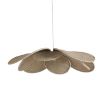 natural fibre woven ceiling light shaped with draping petals