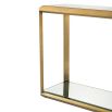 Glamorous side table with brass frame and glass surfaces
