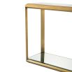 Glamorous side table with brass frame and glass surfaces