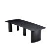 Large dining table in charcoal finish with unique silhouette