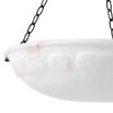 Alabaster dish-style pendant light with brass chain suspension
