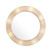 Light up round mirror with brass accents