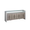 White waterfall top sideboard with wooden doors