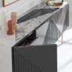 Elegant sideboard with a striking geometric marble surface 