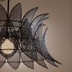 Woven, grey-washed rattan petal shaped pendant