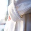 gorgeous white bathrobe with sateen corded piping