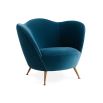 Ripple design blue velvet armchair