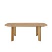solid light oak dining table in rectangular shape with elegant curved edges