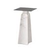 White marble plinth side table with square top