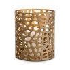 Alluring small candle holder with brushed brass finish and organic shape hole design