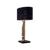 Extravagant leaf motif brass table lamp with black shade