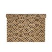 Jute rug with black geometric pattern, suitable for indoor and outdoor use