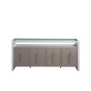 White waterfall top sideboard with wooden doors