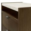 Two drawer bedside table with concrete effect top and dark brown finish