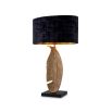 Extravagant leaf motif brass table lamp with black shade