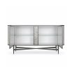 Strikingly modern and elegant sideboard with LED lit interior and ribbed glass doors