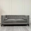 Grey velvet 2.5 seater sofa with gentle stitching details