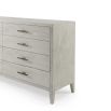 White finish chest of drawers with 8 drawers and hammered metal handles