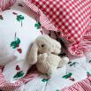 adorable ruffled raspberry patterned quilt and pillow for kids