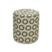 A luxury pouffe by Eva Sonaike with a khaki African-inspired pattern