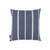 Feathery embroidered cushion with a contemporary stripe backing